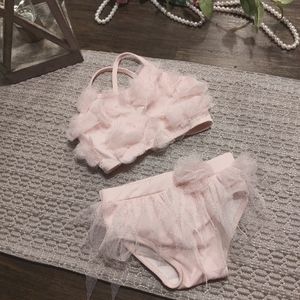 Polka Dot Mermaids, baby swimsuit, bikini, photo shoot costume, pink,